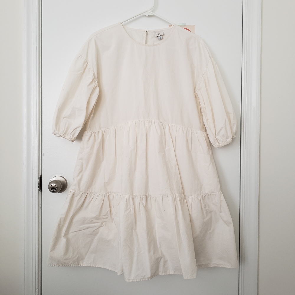 A New Day Puff Sleeve Babydoll Dress in Off White